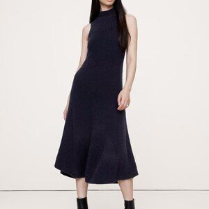NWT!! Banana Republic RT$250 Navy Blue Ribbed Merino Halter Midi Sweater Dress S